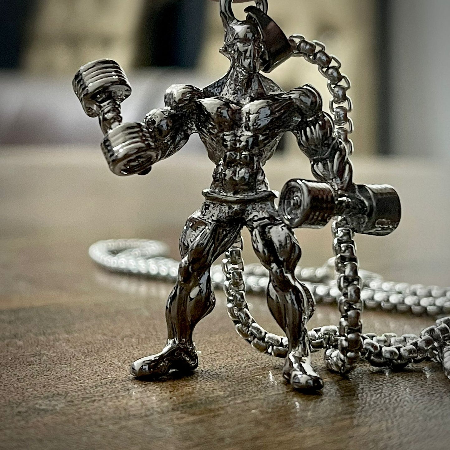 Body Builder With Dumbell Pendant (Gun Black)