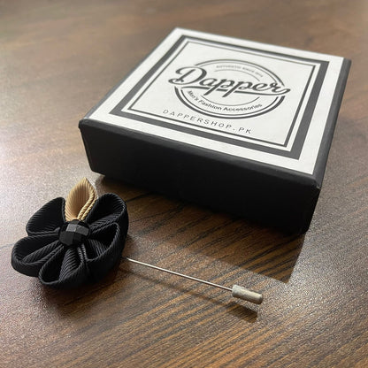 Black flower lapel pin brooch online in pakistan