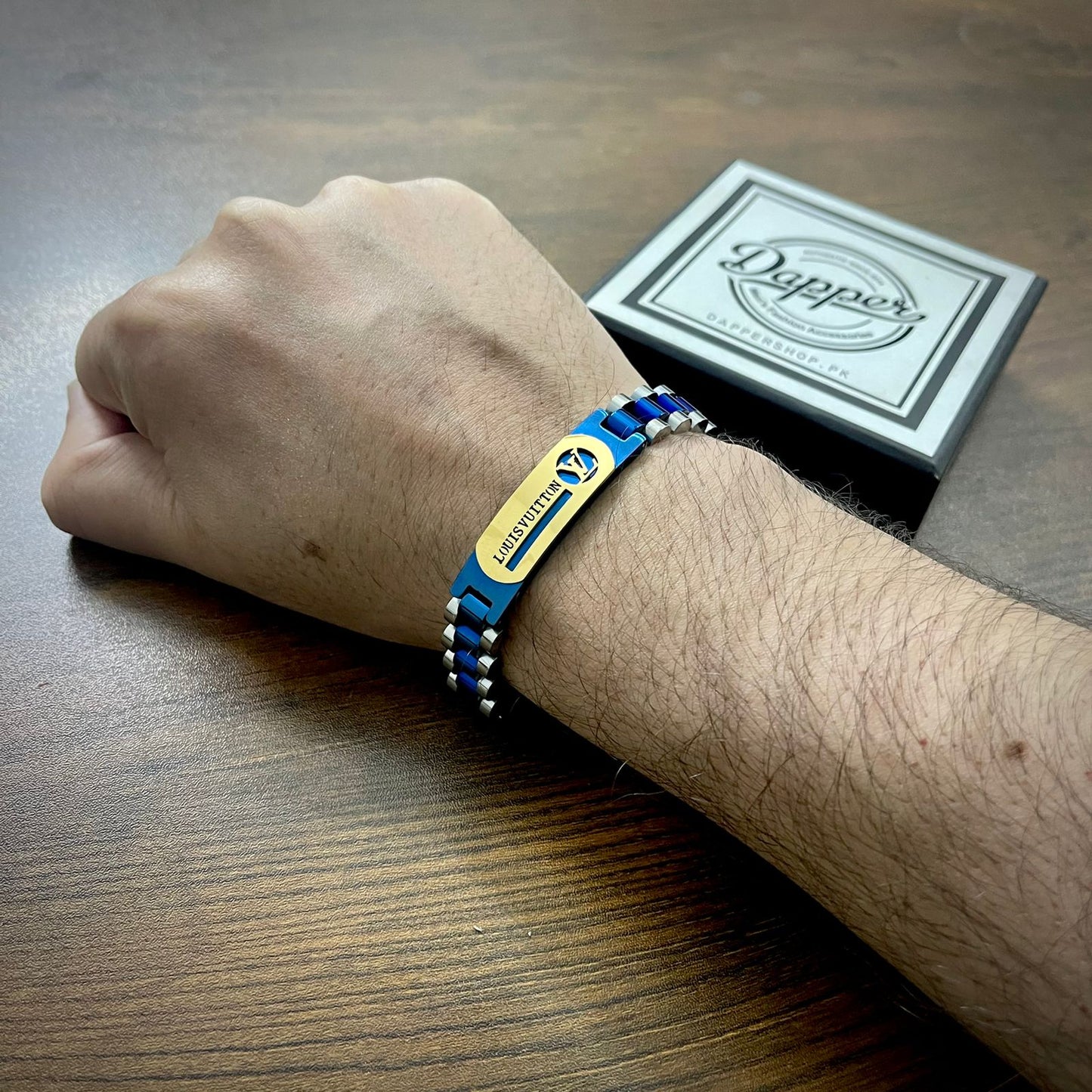 Blue L-V Crown Jubilee Bracelet for Men