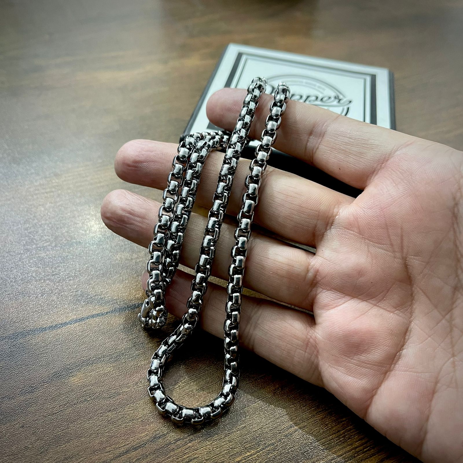 6mm Silver Box Chain Necklace For Men online in Pakistan