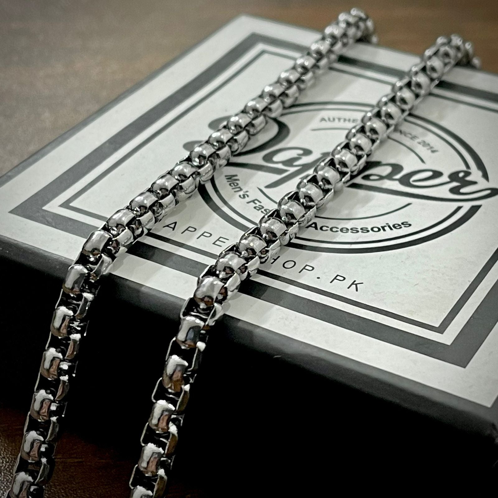 6mm Silver Box Chain Necklace For Men online in Pakistan