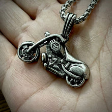 Load image into Gallery viewer, Antique Silver Old Motorcycle Pendant Necklace