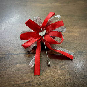Red Flower Wedding Corsage Lapel Pin For Men