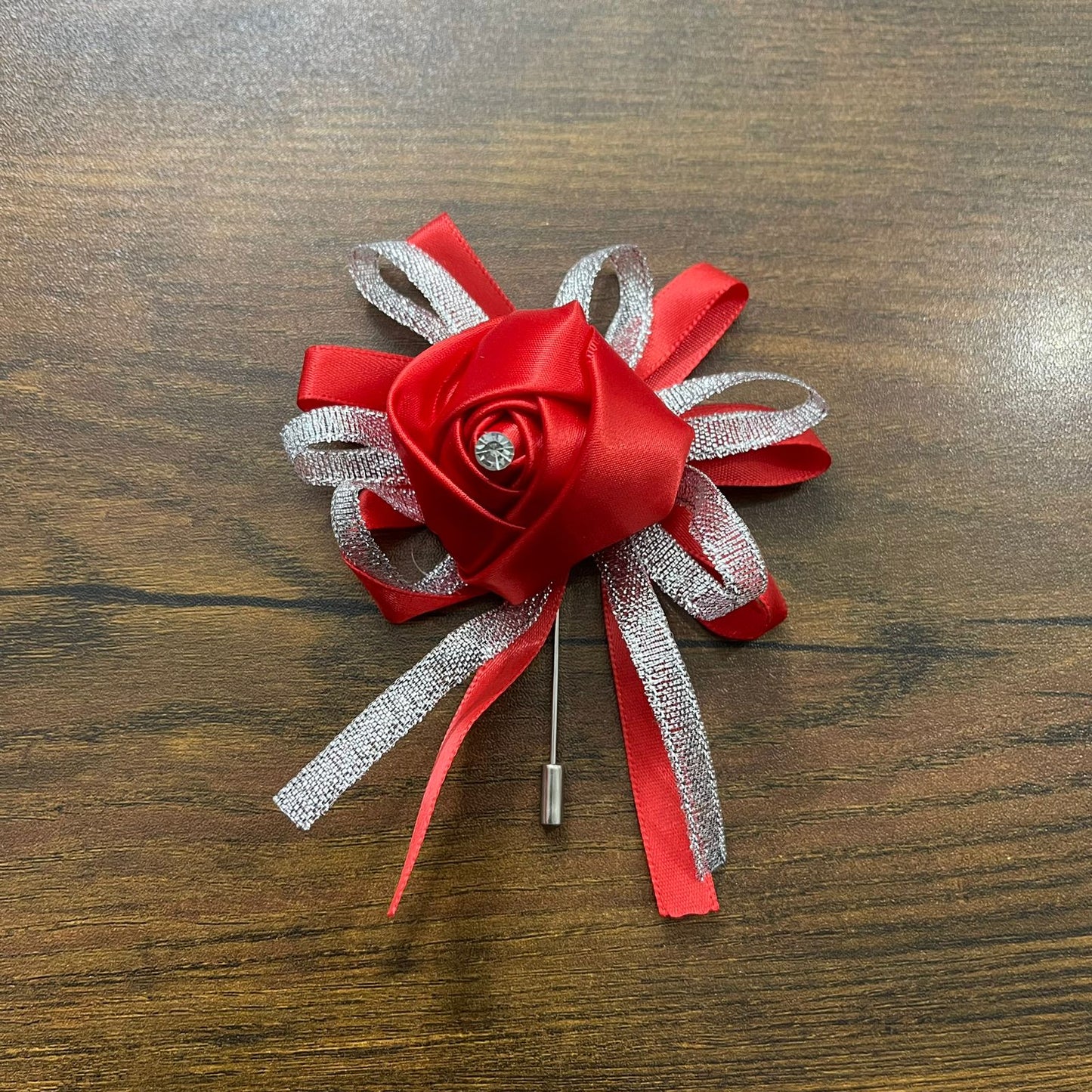 Red Flower Wedding Corsage Lapel Pin For Men