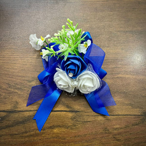 Blue and White Wedding Corsage For Men