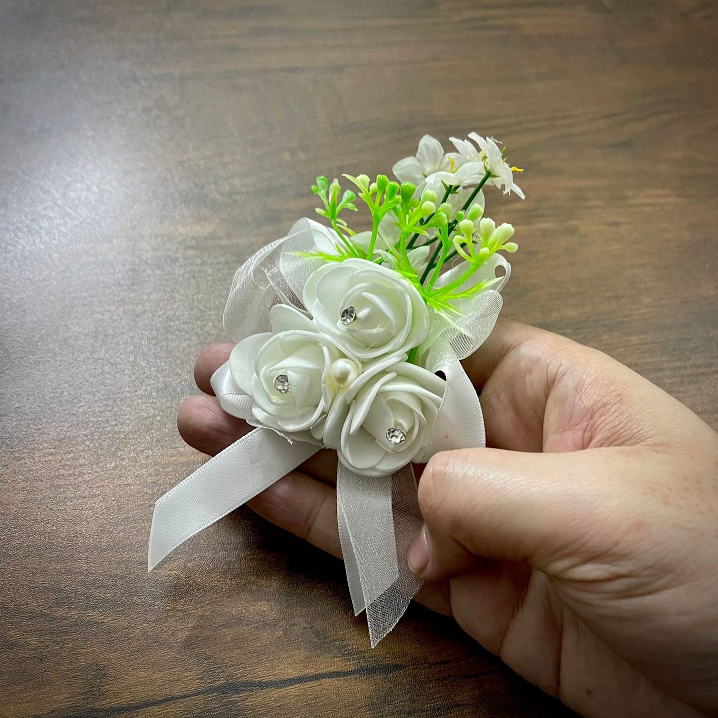 White Flower Wedding Corsage For Men