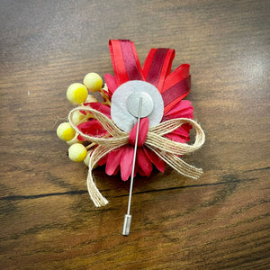 Red Flower Wedding Corsage For Men