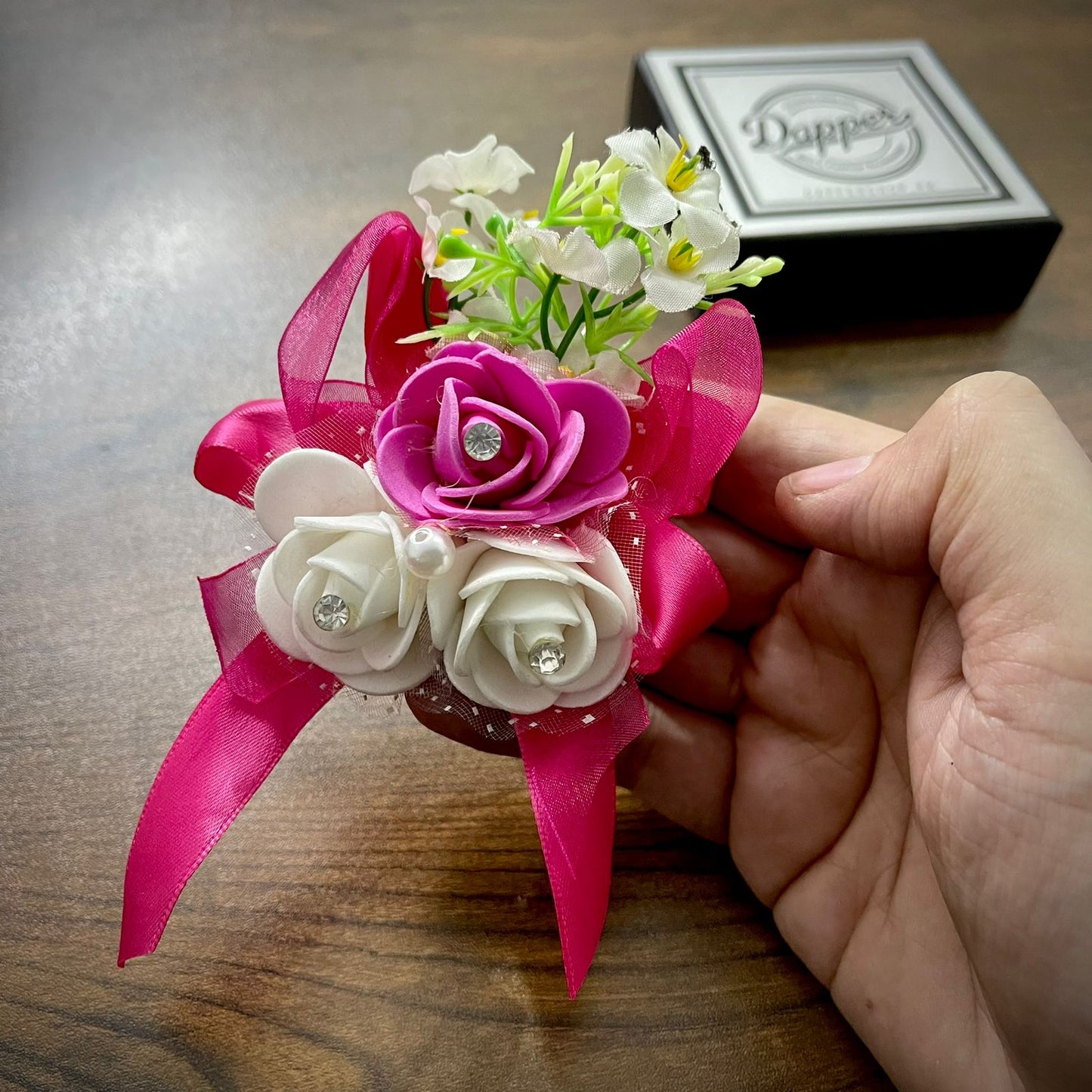 Pink and White Men's Wedding Corsage