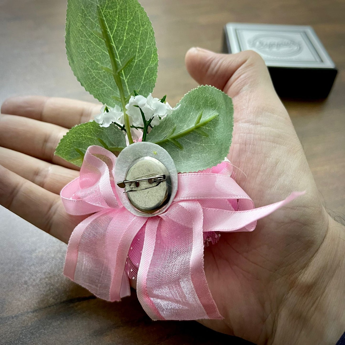 Pink Flower Leaf Wedding Corsage For Men