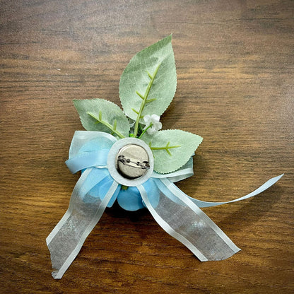 Sky Blue Flower Leaf Wedding Corsage For Men