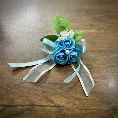 Sky Blue Flower Leaf Wedding Corsage For Men