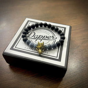 Gold Fox Head Beads Bracelet For Men
