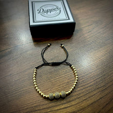 Load image into Gallery viewer, Golden Cubical Zircon Paved Triple Beads Bracelet