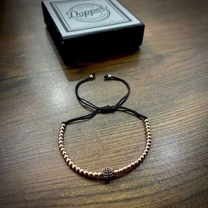 Rose Gold Cubical Zircon Paved Single Beads Bracelet