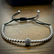 Load image into Gallery viewer, Silver Cubical Zircon Paved Single Beads Bracelet