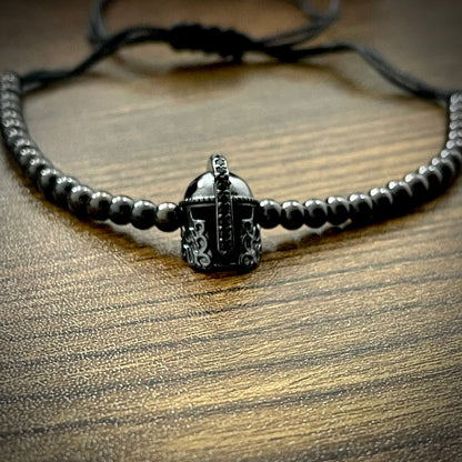 Black Spartan Helmet Beads Bracelet