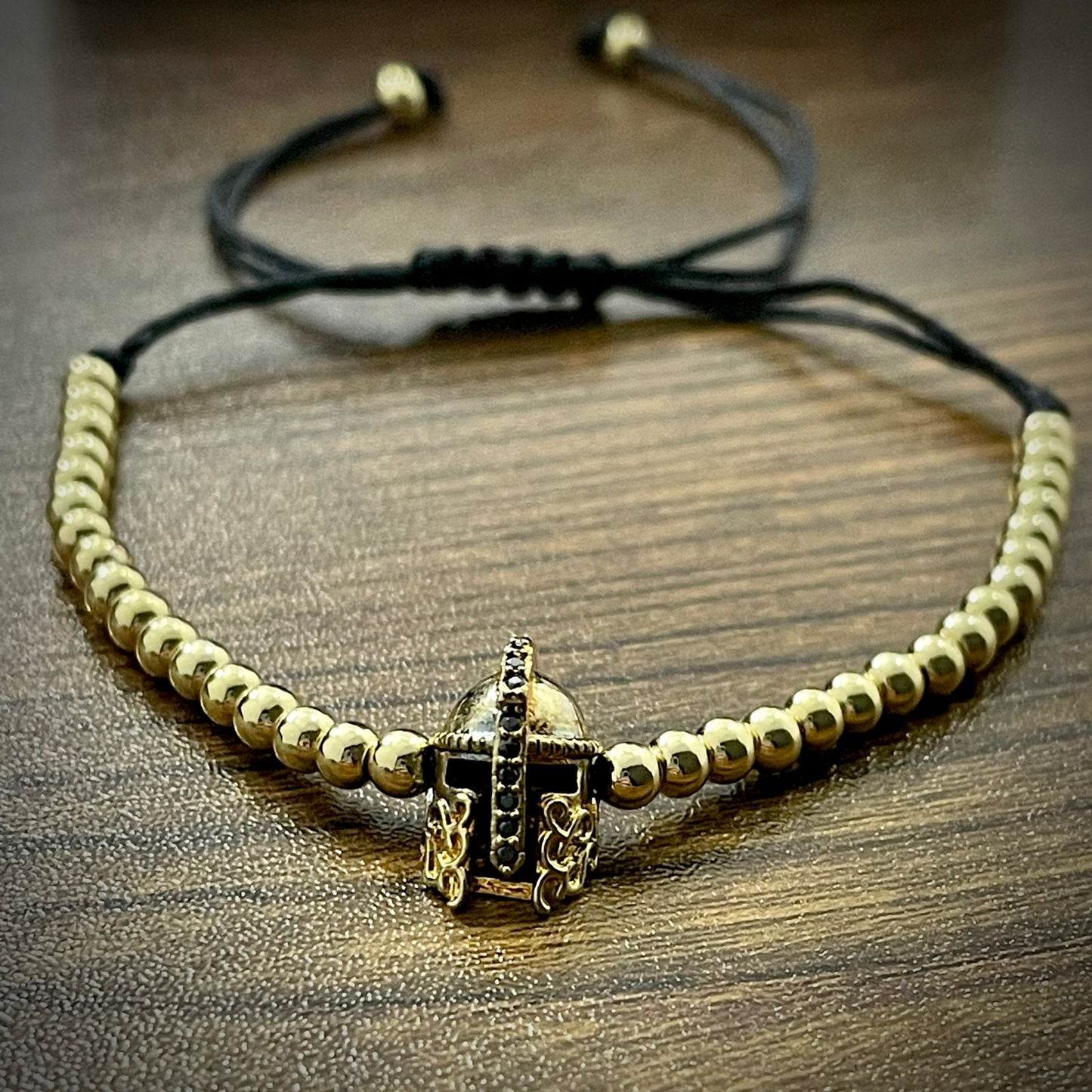 Gold Spartan Helmet Beads Bracelet