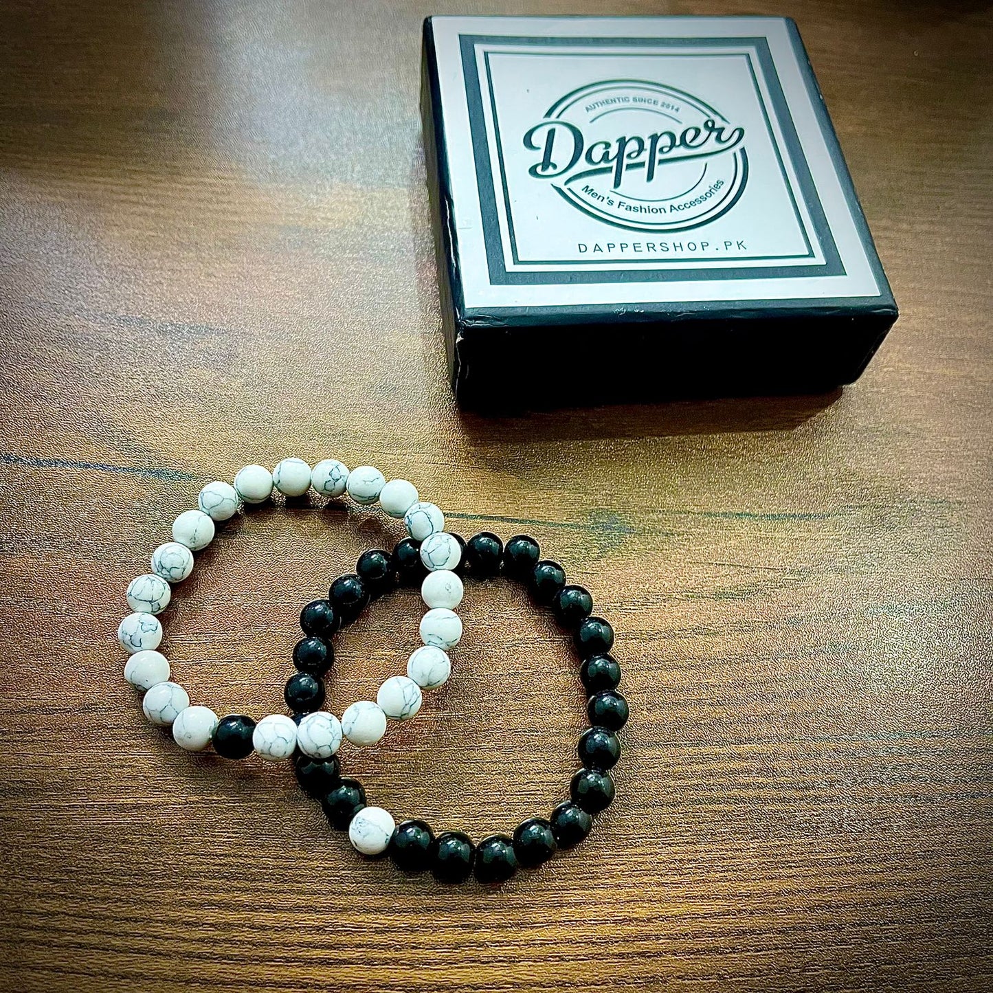 Black & White Agate Energy Stone Beads Distance Bracelet Set Couple Bracelet
