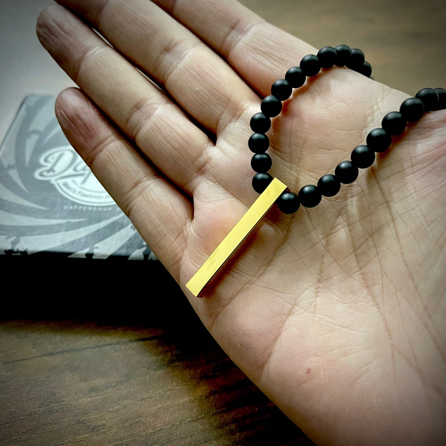 golden bar beads pendant for men online in pakistan