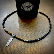 Load image into Gallery viewer, Silver feather beads pendant necklace for men online in pakistan