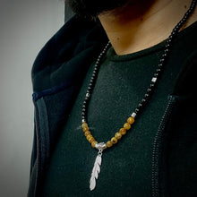 Load image into Gallery viewer, Silver feather beads pendant necklace for men online in pakistan