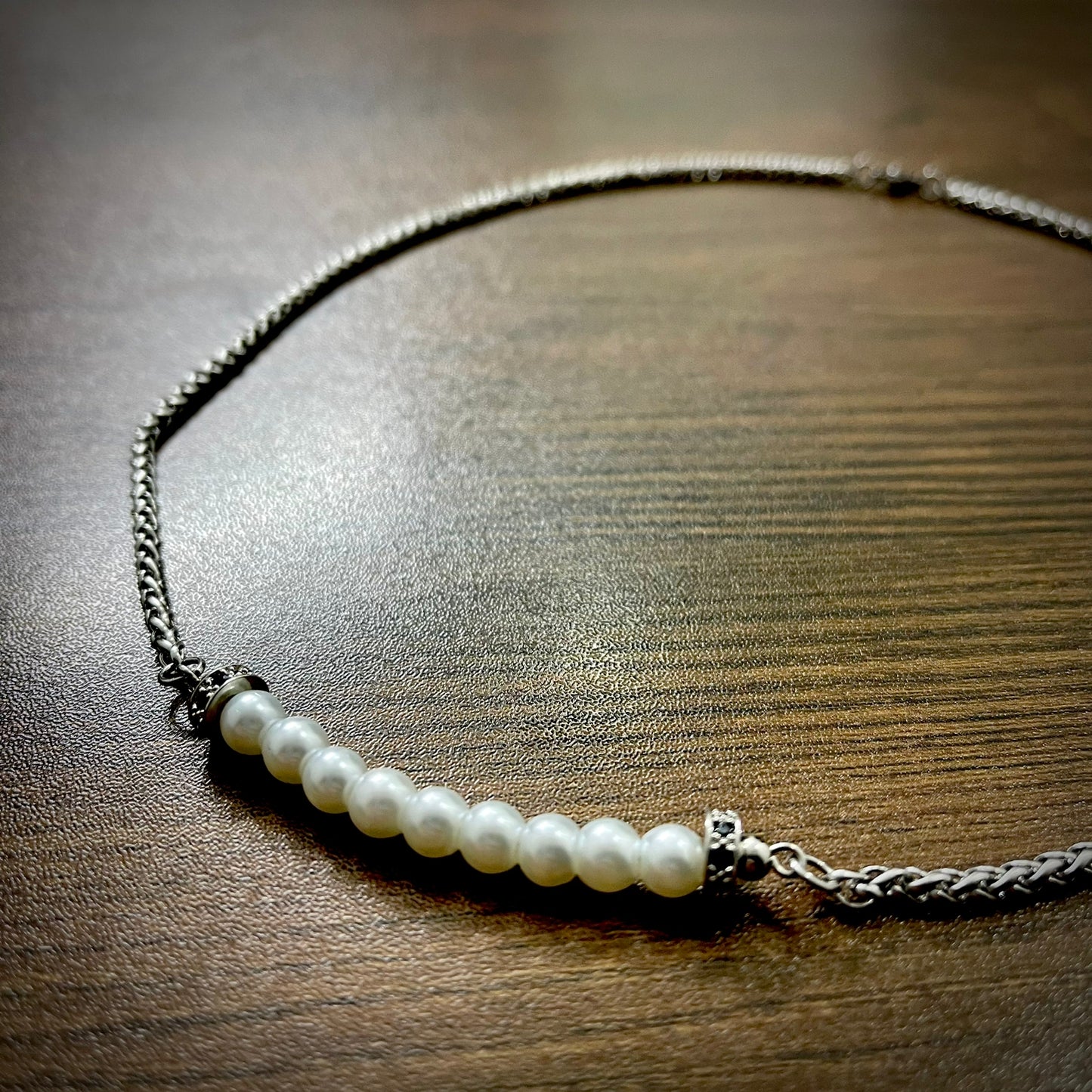 Classic Round Tube White Pearl Beads Pendant Necklace For Men
