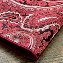 Load image into Gallery viewer, red and black floral paisley pocket square for men in pakistan