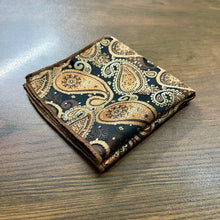 Load image into Gallery viewer, Brown and golden floral paisley pocket square for men in pakistan