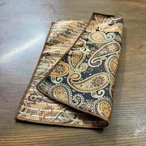 Brown and golden floral paisley pocket square for men in pakistan