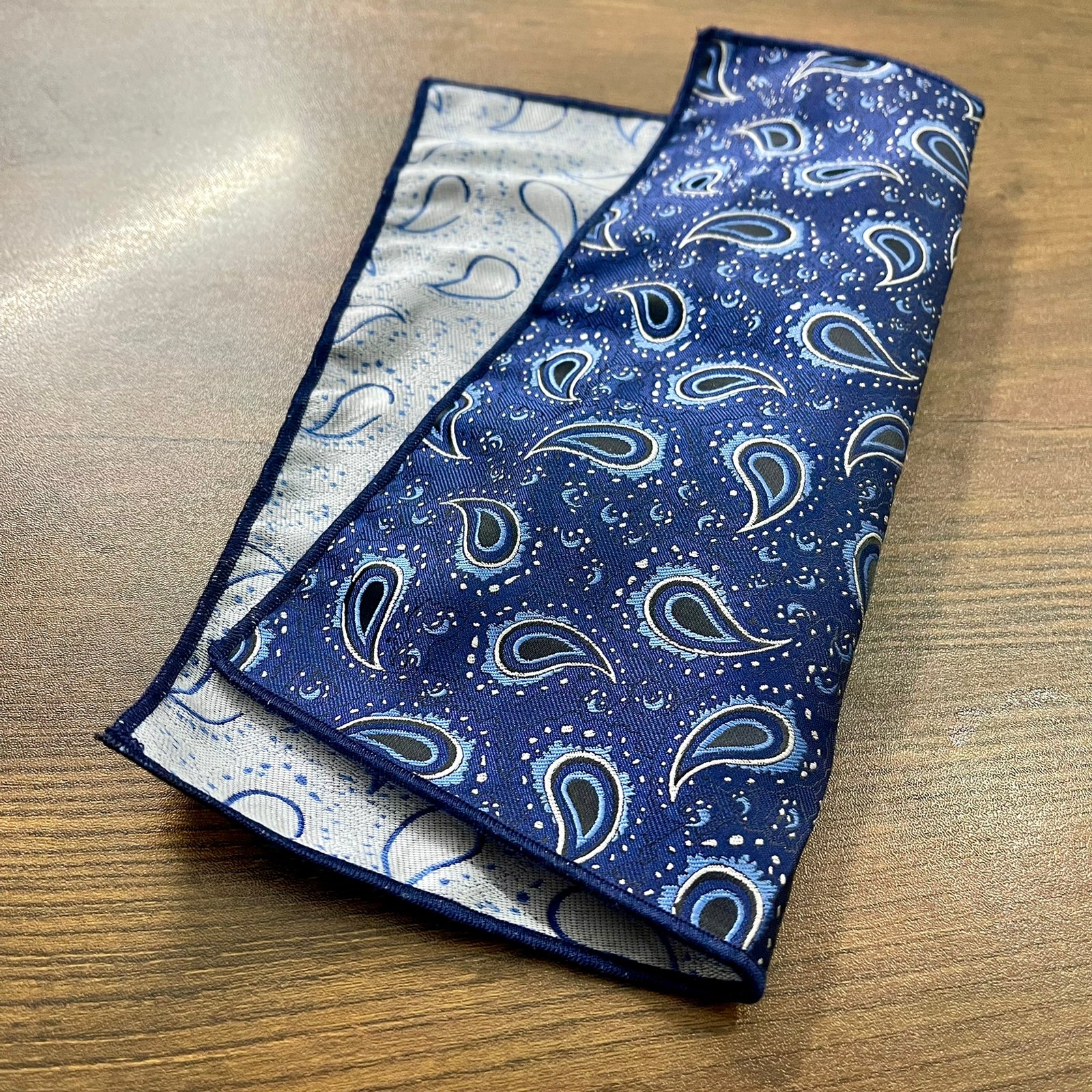 Blue floral paisley pocket square for men in pakistan