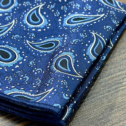 Blue floral paisley pocket square for men in pakistan