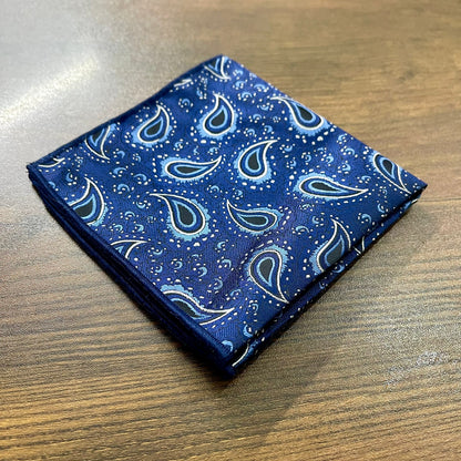 Blue floral paisley pocket square for men in pakistan