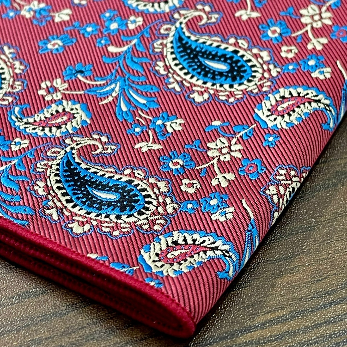 red and blue floral paisley pocket square for men in pakistan