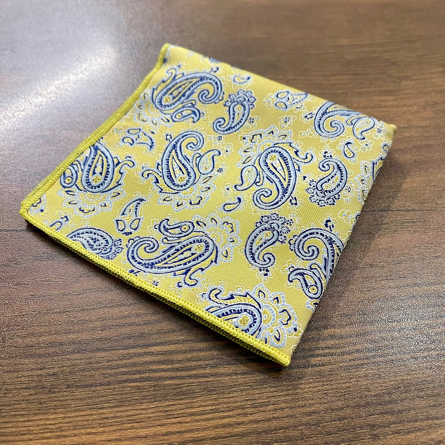 yellow and blue floral paisley pocket square for men in pakistan