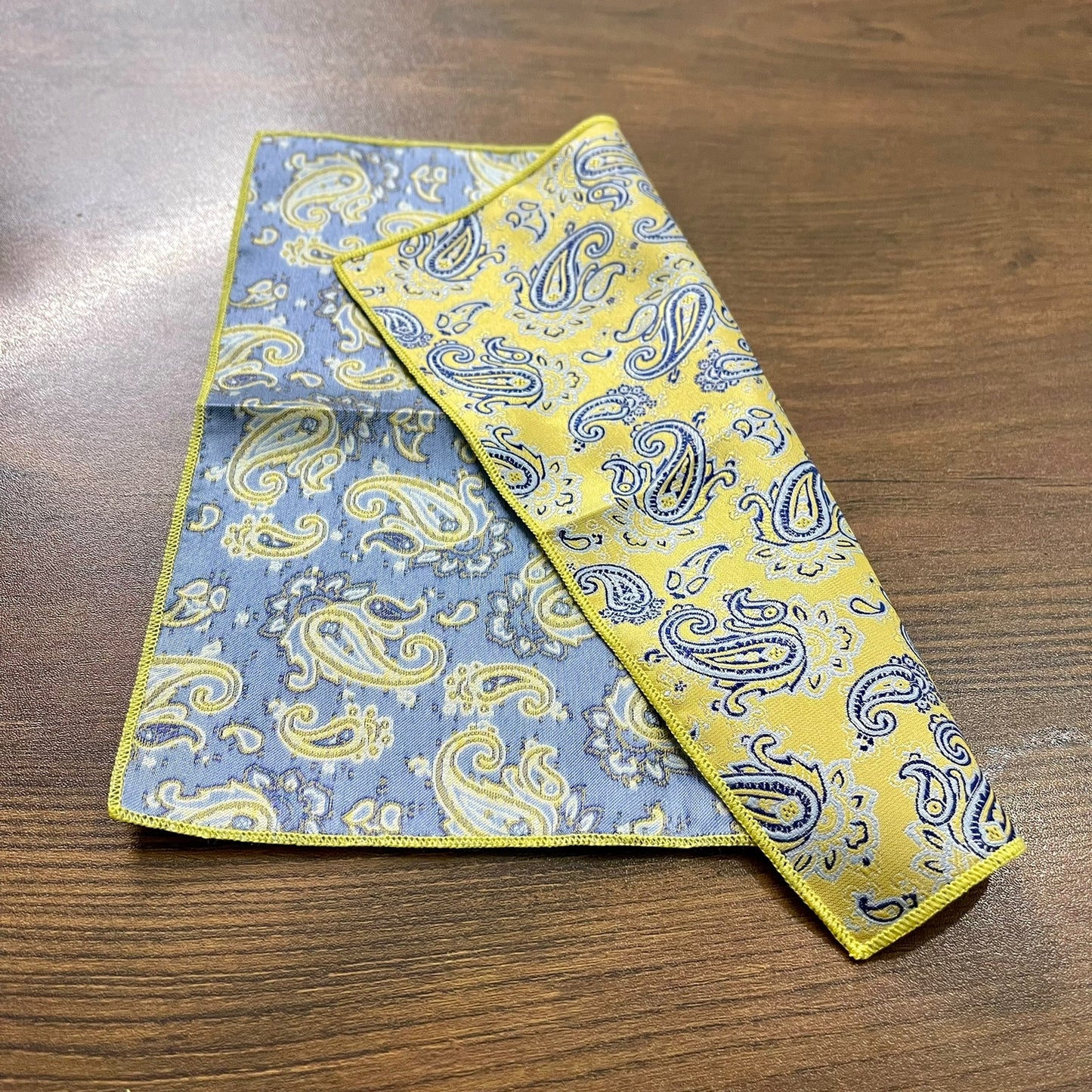 yellow and blue floral paisley pocket square for men in pakistan