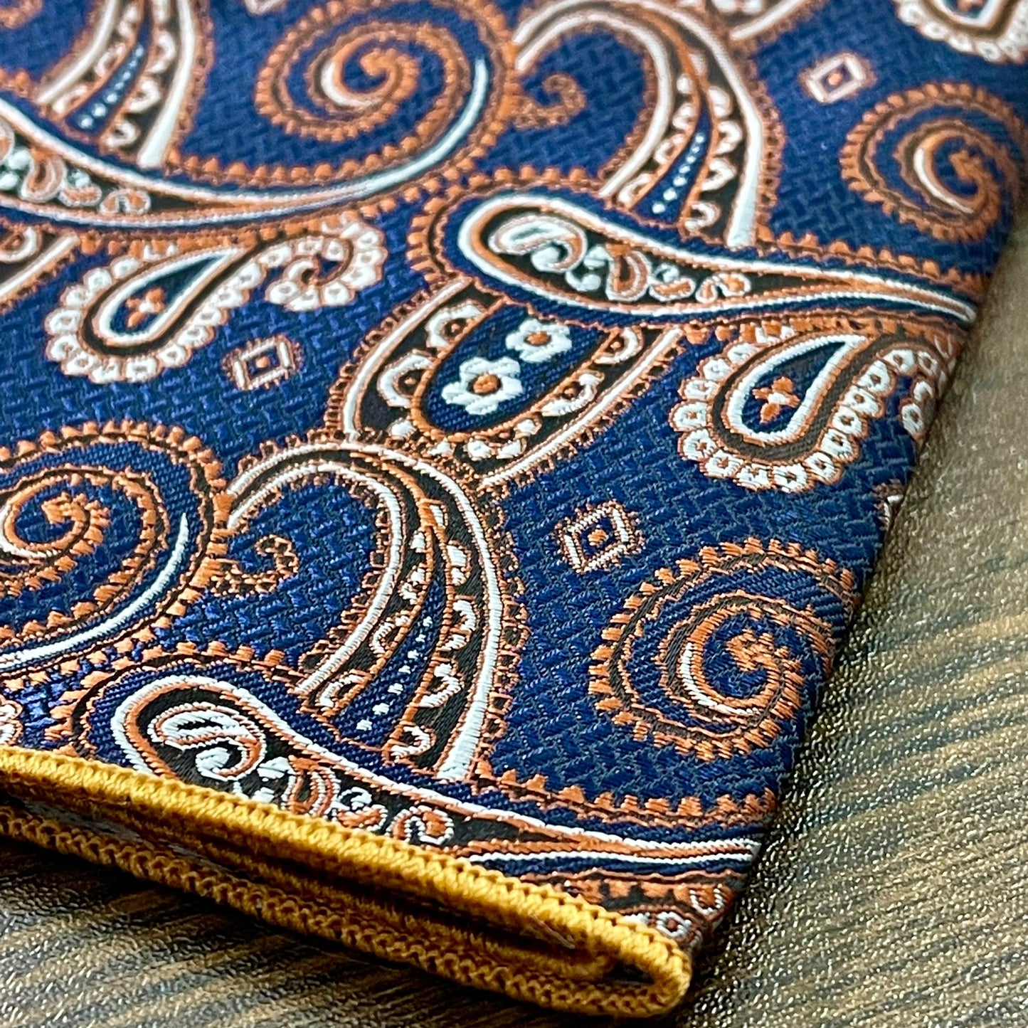 brown and golden pasley floral pocket square for men in pakistan