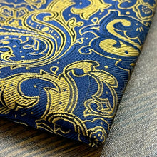 Load image into Gallery viewer, blue and golden paisley floral pocket square for men online in pakistan