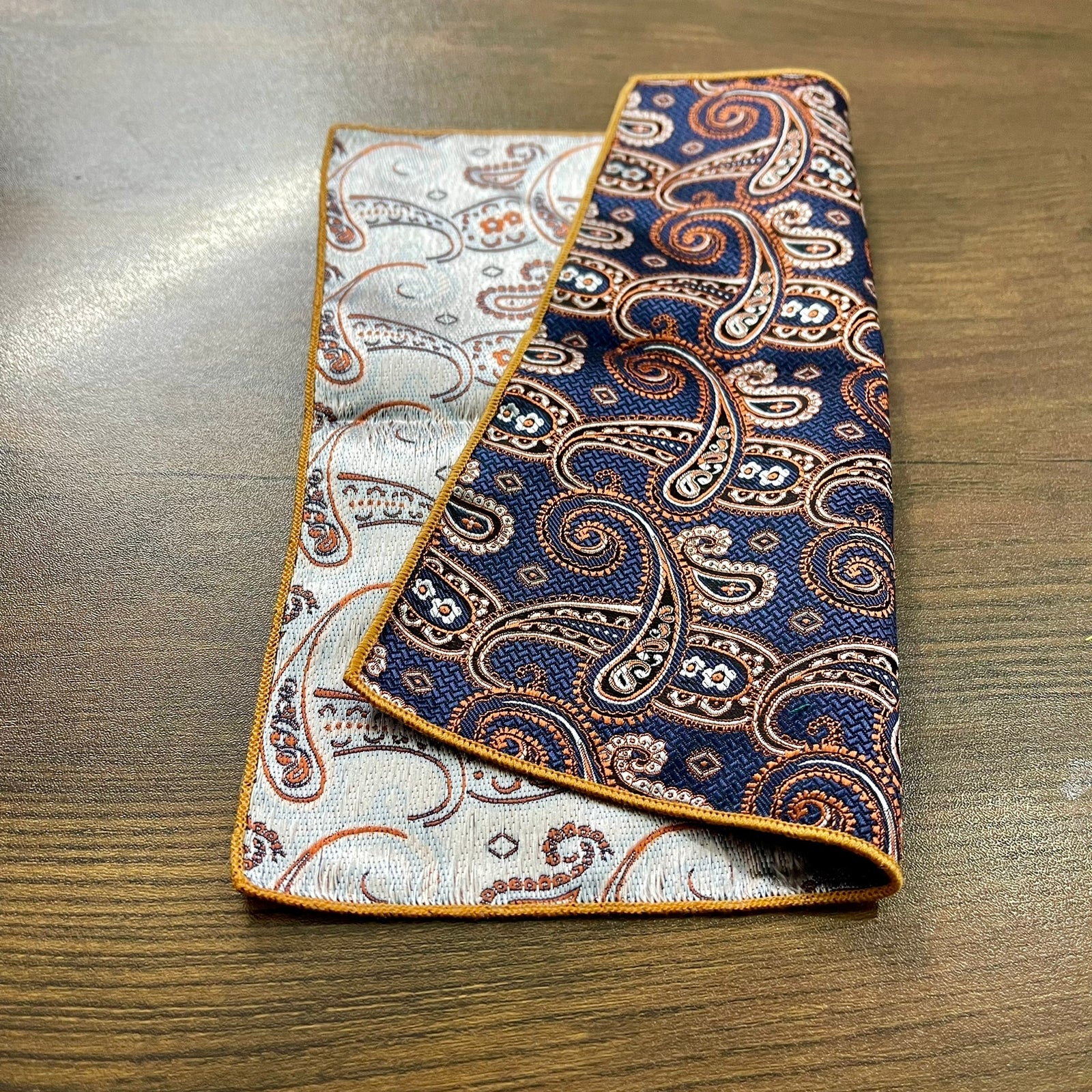 brown and golden pasley floral pocket square for men in pakistan
