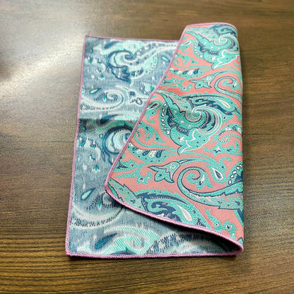 pink and green floral paisley pocket square for men in pakistan