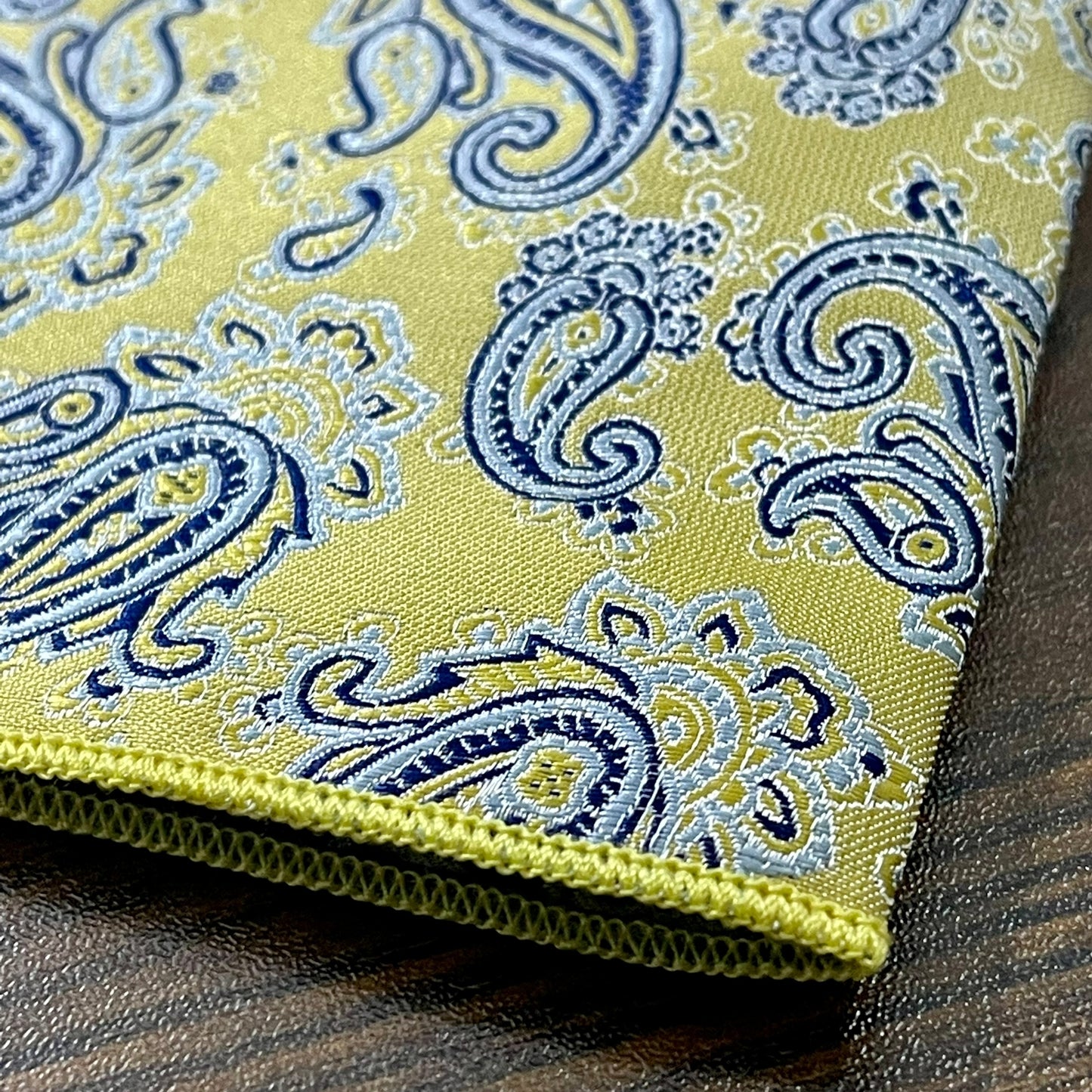 yellow and blue floral paisley pocket square for men in pakistan