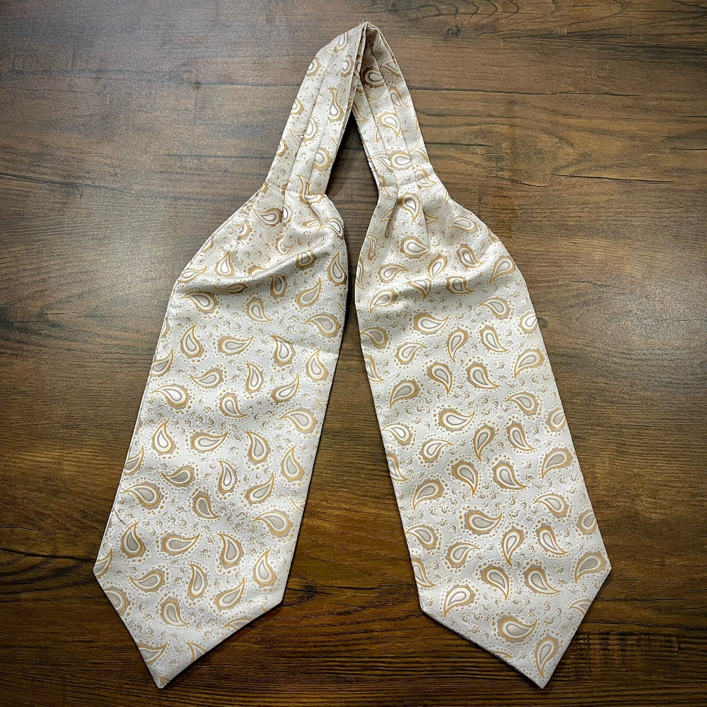 Golden floral paisley ascot cravat tie neck scarf for men in pakistan