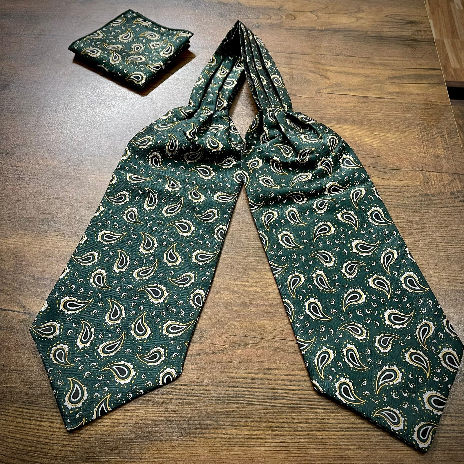 Green floral paisley ascot cravat tie neck scarf for men in pakistan