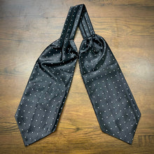 Load image into Gallery viewer, Black Polka Dots ascot cravat tie silk neck scarf for men in pakistan