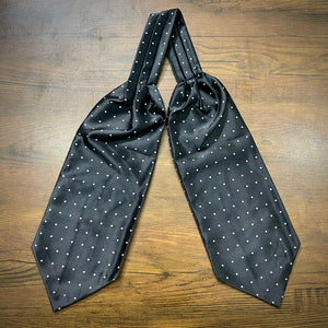 Black Polka Dots ascot cravat tie silk neck scarf for men in pakistan