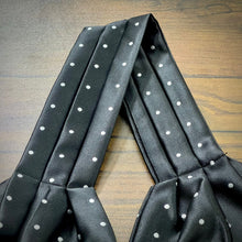 Load image into Gallery viewer, Black Polka Dots ascot cravat tie silk neck scarf for men in pakistan