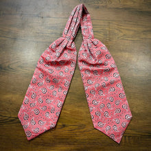 Load image into Gallery viewer, Carrot Red Pink floral paisley ascot cravat tie neck scarf for men in pakistan