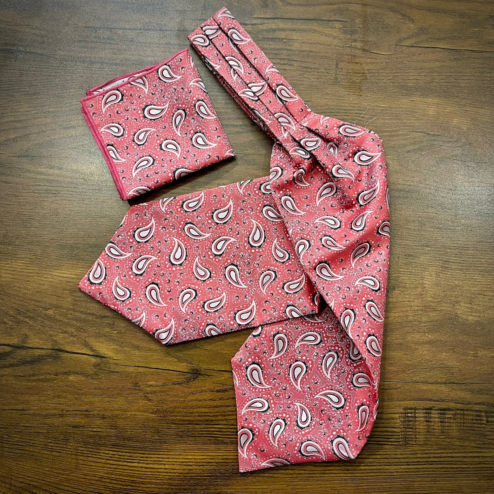 Carrot Red Pink floral paisley ascot cravat tie neck scarf for men in pakistan