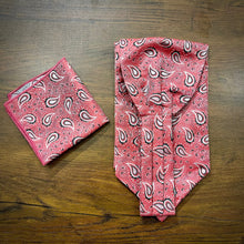 Load image into Gallery viewer, Carrot Red Pink floral paisley ascot cravat tie neck scarf for men in pakistan