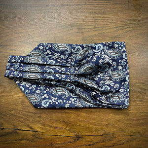 Blue Floral paisley ascot cravat tie silk neck scarf for men in pakistan