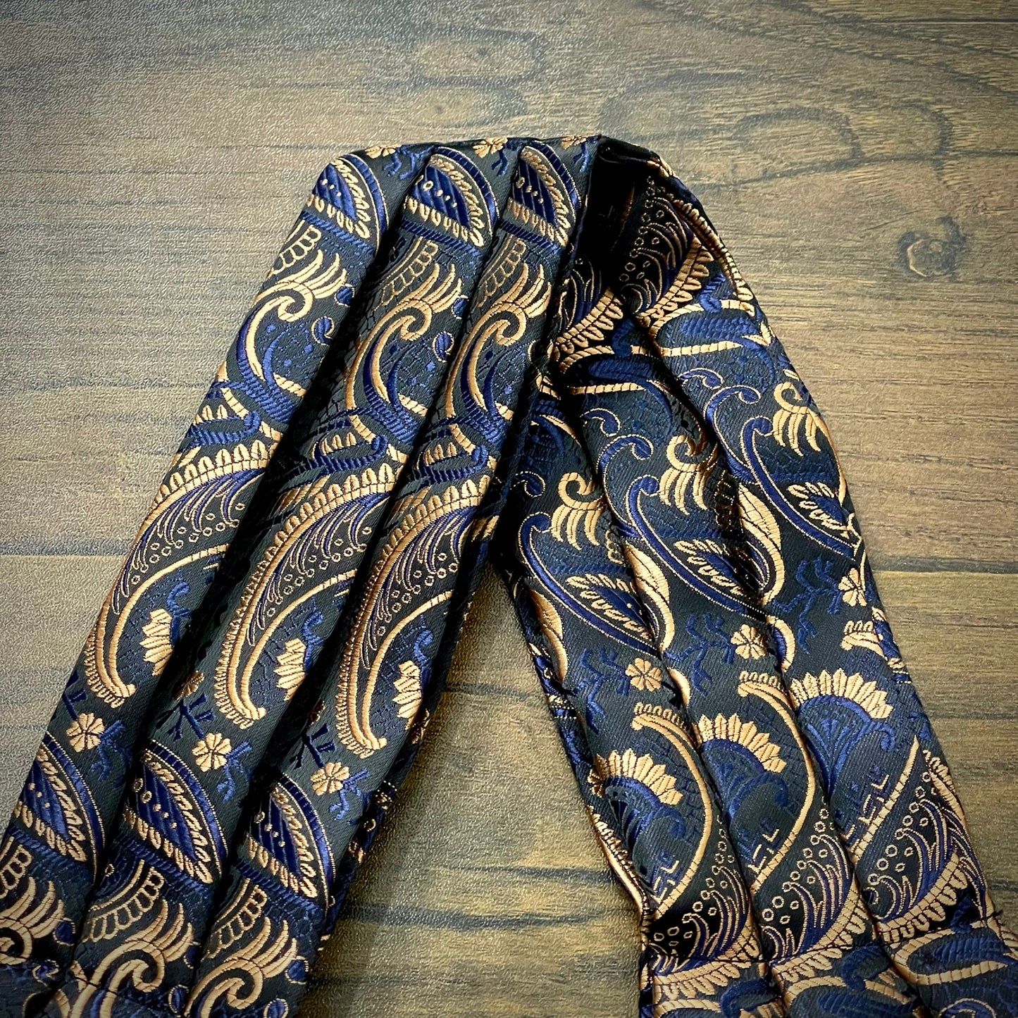 Black and Golden Floral paisley ascot cravat tie neck scarf for men in pakistan